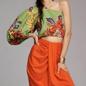 NWT RHODE Floral One Shoulder Crop Top Size 6